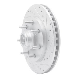 Ford F-150 Brake Rotor (1) - Front Right - R1 Concepts - Drilled & Slotted - Silver - `97-`04